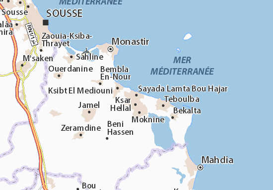 Kaart Plattegrond Sayada Lamta Bou Hajar