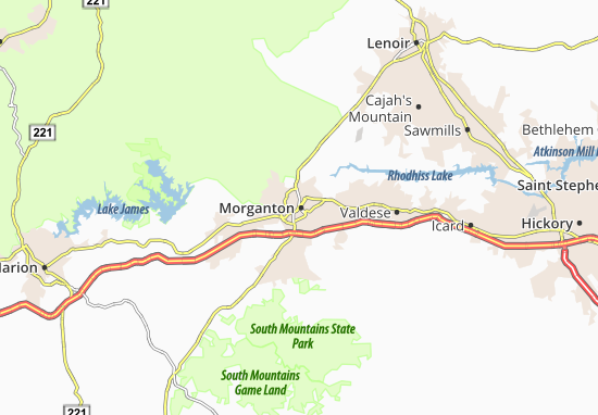 Karte Stadtplan Morganton