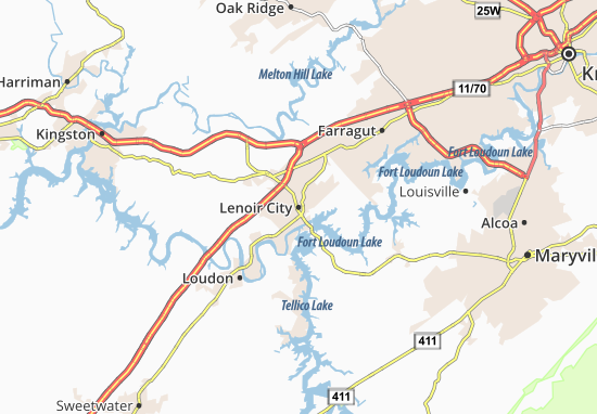 Kaart Plattegrond Lenoir City