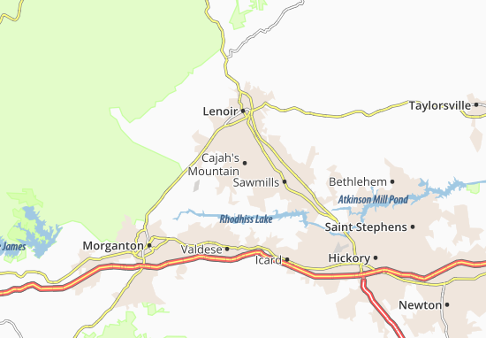 Karte Stadtplan Cajah&#x27;s Mountain