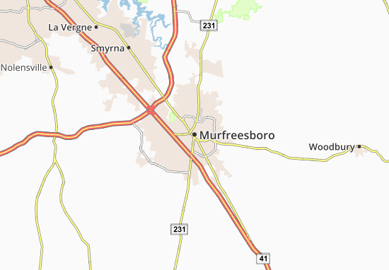 Kaart Plattegrond Murfreesboro