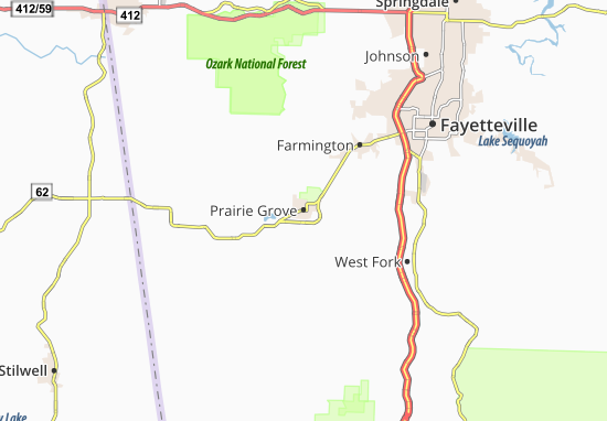Kaart Plattegrond Prairie Grove