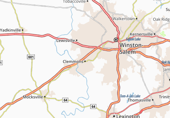 Karte Stadtplan Clemmons