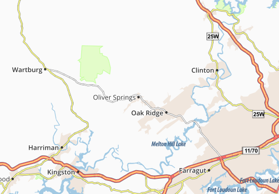 Karte Stadtplan Oliver Springs