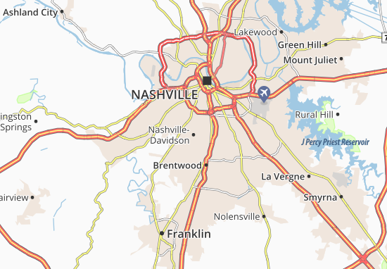 Karte Stadtplan Nashville-Davidson