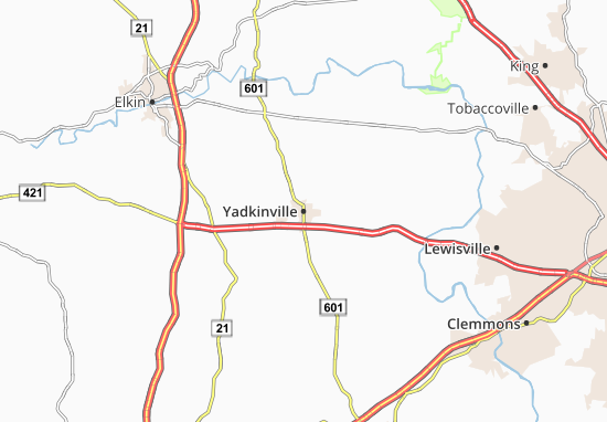 Karte Stadtplan Yadkinville