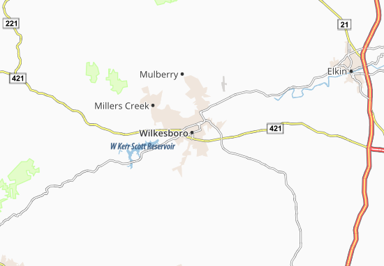Kaart Plattegrond Wilkesboro