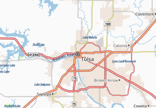 Karte Stadtplan Tulsa