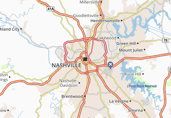 Kaart Plattegrond Nashville