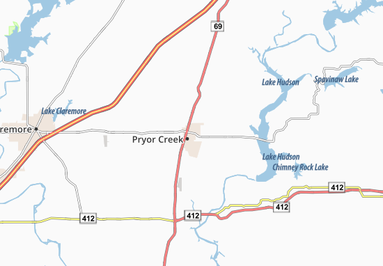 Karte Stadtplan Pryor Creek