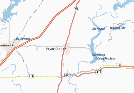 Kaart Plattegrond Pryor Creek