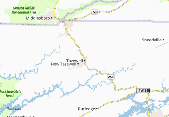 Karte Stadtplan Tazewell