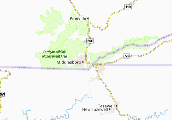 Mapa Middlesboro