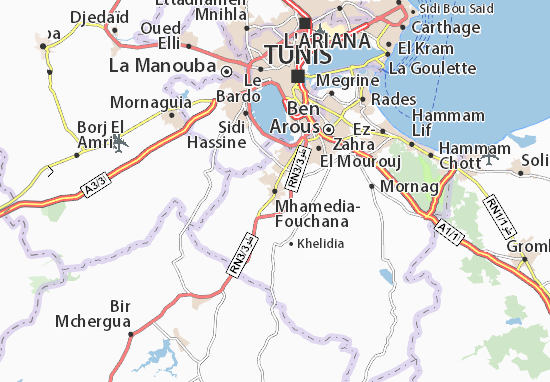 Karte Stadtplan Mhamedia-Fouchana