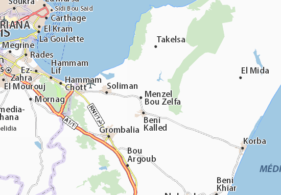 Mapa Menzel Bou Zelfa