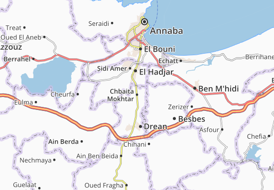 Karte Stadtplan Chbaita Mokhtar