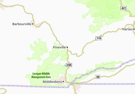 Karte Stadtplan Pineville