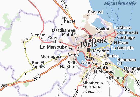 Kaart Plattegrond La Manouba
