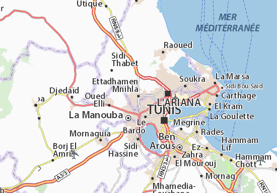 Ettadhamen Mnihla Map