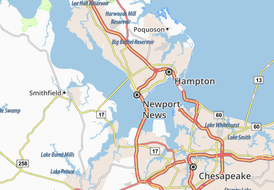 Kaart Plattegrond Newport News