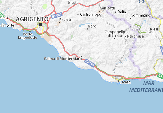 Karte Stadtplan Palma di Montechiaro