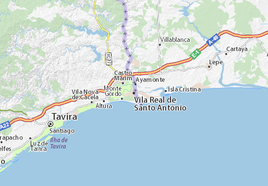 Kaart Plattegrond Vila Real de Santo António