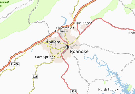 Karte Stadtplan Roanoke