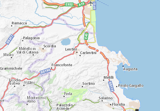 Kaart Plattegrond Carlentini