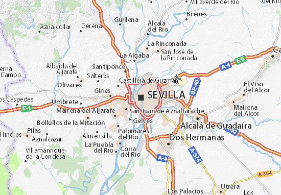 sevilla karta Map of Seville   Michelin Seville map   ViaMichelin sevilla karta