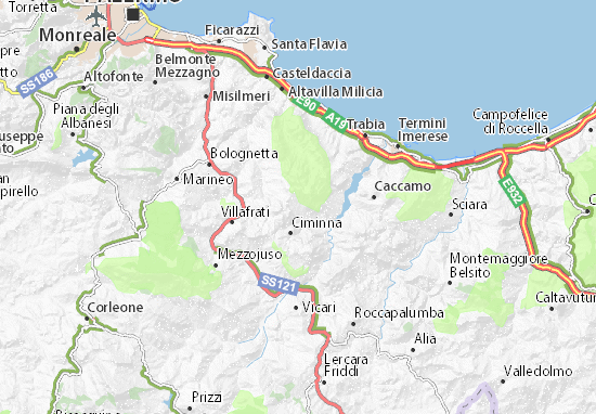 Karte Stadtplan Ventimiglia di Sicilia