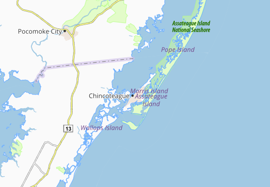Kaart Plattegrond Chincoteague