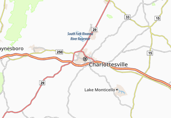 Kaart Plattegrond Charlottesville