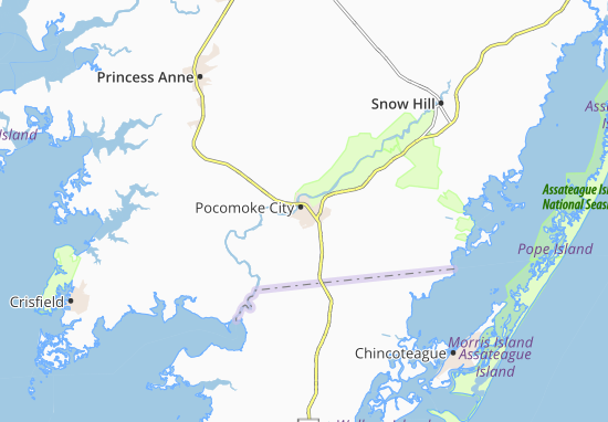 Kaart Plattegrond Pocomoke City
