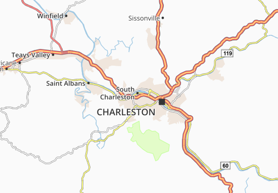 Kaart Plattegrond South Charleston