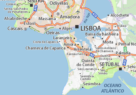 Karte Stadtplan Charneca de Caparica