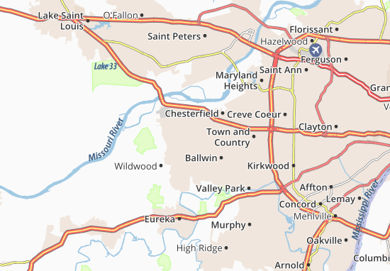 Karte Stadtplan Clarkson Valley