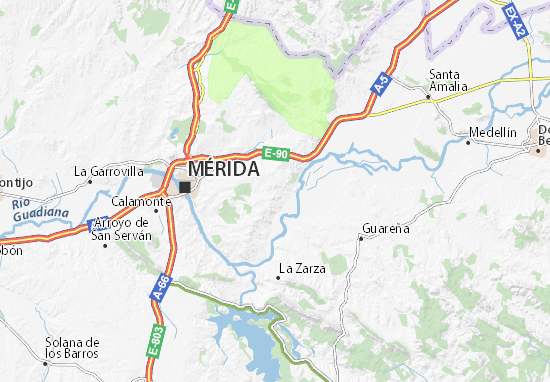 Karte Stadtplan Valverde de Mérida