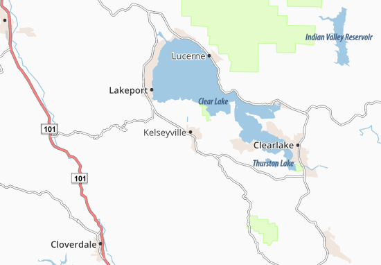 Kaart Plattegrond Kelseyville