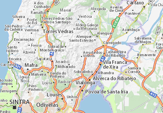 Karte Stadtplan Arruda dos Vinhos
