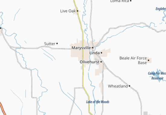 Kaart Plattegrond South Yuba City
