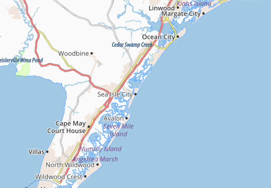 Kaart Plattegrond Sea Isle City