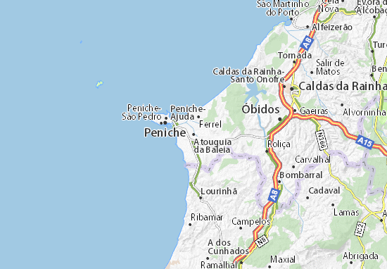 Karte Stadtplan Atouguia da Baleia