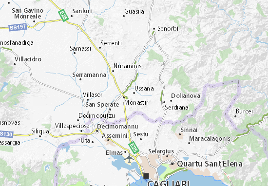 Karte Stadtplan Ussana