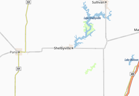 Kaart Plattegrond Shelbyville