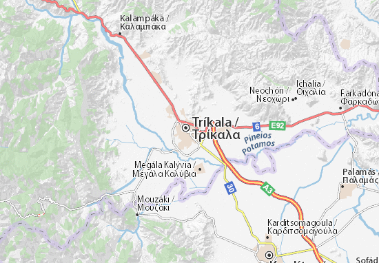 Kaart Plattegrond Tríkala