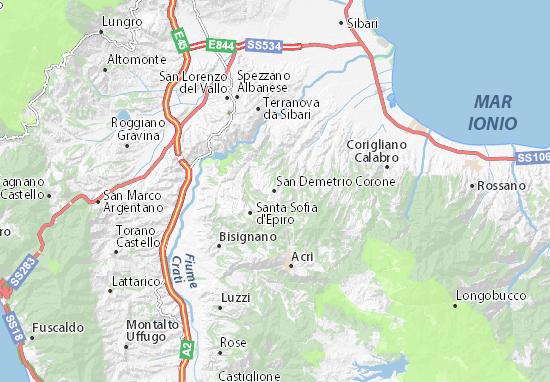 Karte Stadtplan San Demetrio Corone