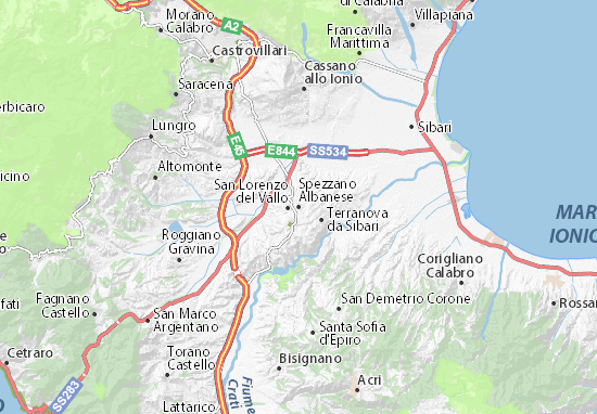 Karte Stadtplan Spezzano Albanese