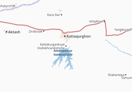Karte Stadtplan Kattakurgankoye Vodokhranilishohe