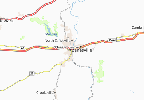 Kaart Plattegrond Zanesville