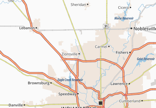 Kaart Plattegrond Zionsville